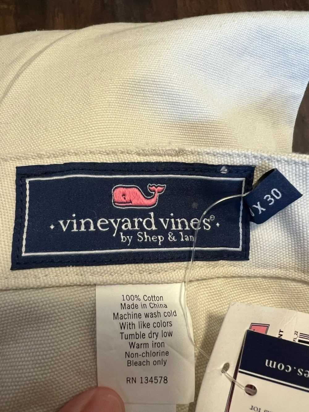 NWT Vineyard Vines Men’s Classic Fit 5 Pocket Canvas Pants Size 38 Color Cream